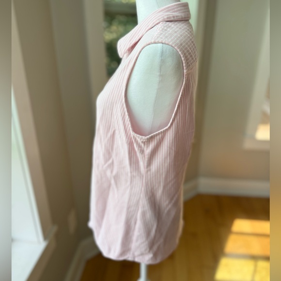 Charter Club Pink White Striped Cotton Sleeveless Button Down Top Preppy Sz 12 - Picture 5 of 16
